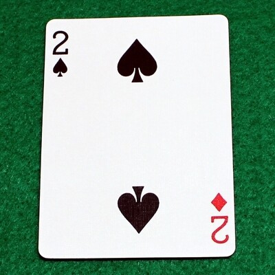 2 of Spades / 2 of Diamonds - Mis-Indexed - Bicycle, Custom Printed Gaff Playing Card