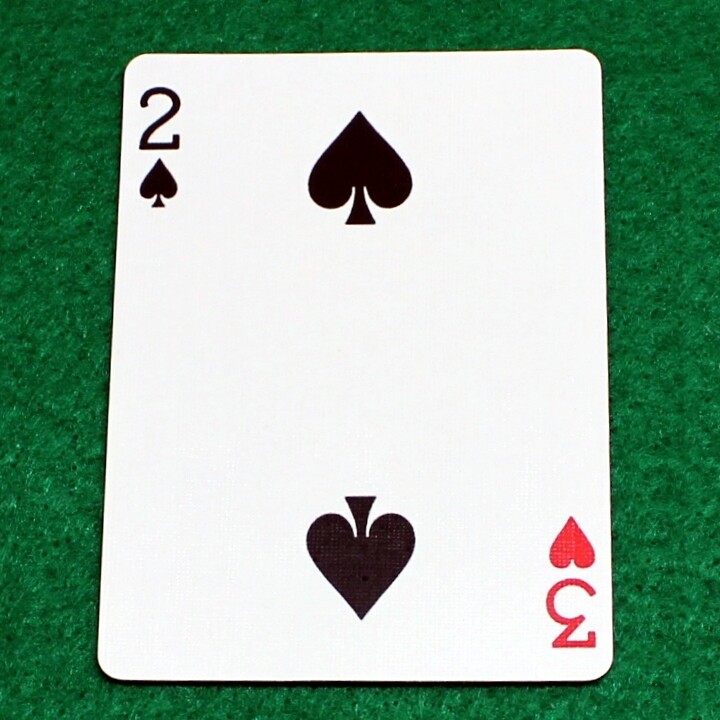2 of Spades / 3 of Hearts - Mis-Indexed - Bicycle, Custom Printed Gaff Playing Card