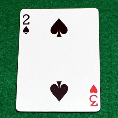 2 of Spades / 3 of Hearts - Mis-Indexed - Bicycle, Custom Printed Gaff Playing Card