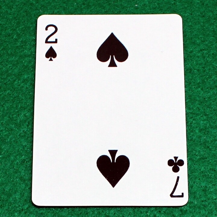 2 of Spades / 7 of Clubs - Mis-Indexed - Bicycle, Custom Printed Gaff Playing Card