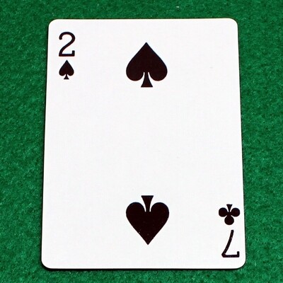 2 of Spades / 7 of Clubs - Mis-Indexed - Bicycle, Custom Printed Gaff Playing Card