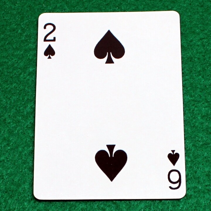 2 of Spades / 6 of Spades - Mis-Indexed - Bicycle, Custom Printed Gaff Playing Card