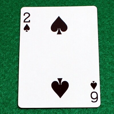 2 of Spades / 6 of Spades - Mis-Indexed - Bicycle, Custom Printed Gaff Playing Card