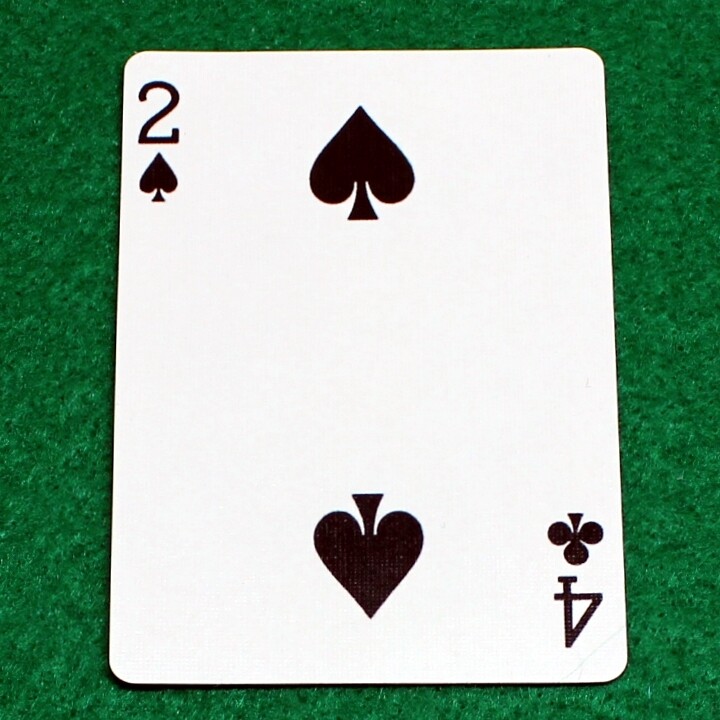 2 of Spades / 4 of Clubs - Mis-Indexed - Bicycle, Custom Printed Gaff Playing Card