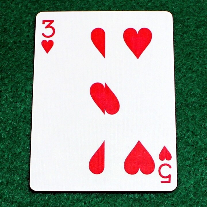 3 of Hearts / 5 of Hearts - Half n Half Vertical - Custom Printed Bicycle Gaff Playing Card