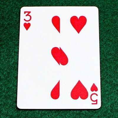 3 of Hearts / 5 of Hearts - Half n Half Vertical - Custom Printed Bicycle Gaff Playing Card