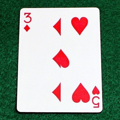 3 of Diamonds / 5 of Hearts - Half n Half Vertical - Custom Printed Bicycle Gaff Playing Card