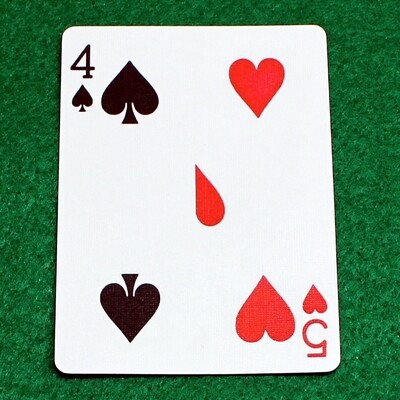 4 of Spades / 5 of Hearts - Half n Half Vertical - Custom Printed Bicycle Gaff Playing Card