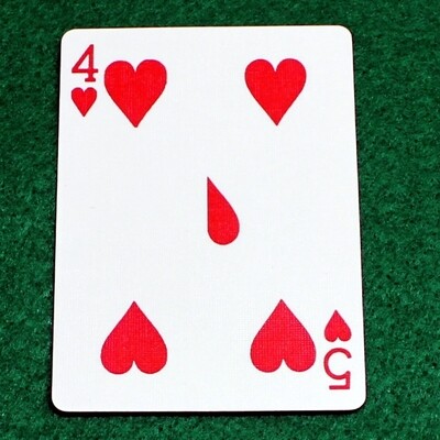 4 of Hearts / 5 of Hearts - Half n Half Vertical - Custom Printed Bicycle Gaff Playing Card