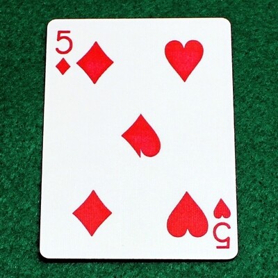 5 of Diamonds / 5 of Hearts - Half n Half Vertical - Custom Printed Bicycle Gaff Playing Card