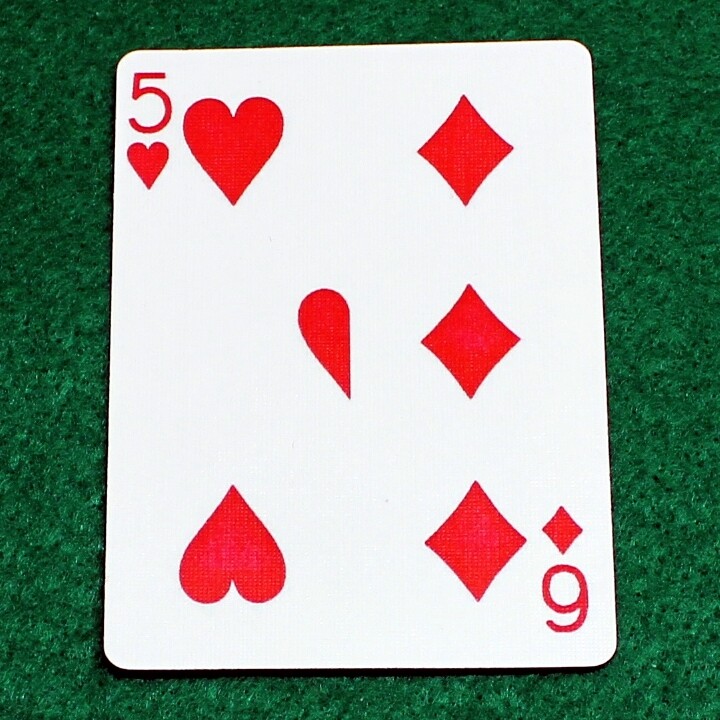 5 of Hearts / 6 of Diamonds - Half n Half Vertical - Custom Printed Bicycle Gaff Playing Card