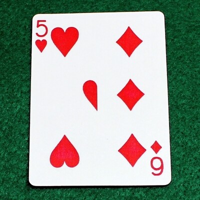 5 of Hearts / 6 of Diamonds - Half n Half Vertical - Custom Printed Bicycle Gaff Playing Card