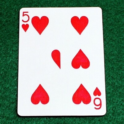 5 of Hearts / 6 of Hearts - Half n Half Vertical - Custom Printed Bicycle Gaff Playing Card