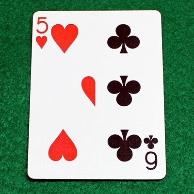 5 of Hearts / 6 of Clubs - Half n Half Vertical - Custom Printed Bicycle Gaff Playing Card