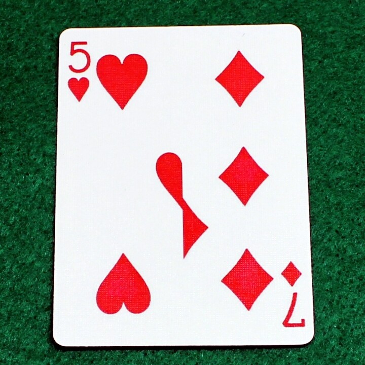 5 of Hearts / 7 of Diamonds - Half n Half Vertical - Custom Printed Bicycle Gaff Playing Card