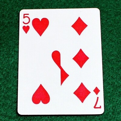 5 of Hearts / 7 of Diamonds - Half n Half Vertical - Custom Printed Bicycle Gaff Playing Card