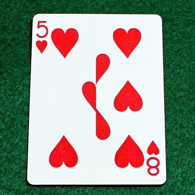 5 of Hearts / 8 of Hearts - Half n Half Vertical - Custom Printed Bicycle Gaff Playing Card