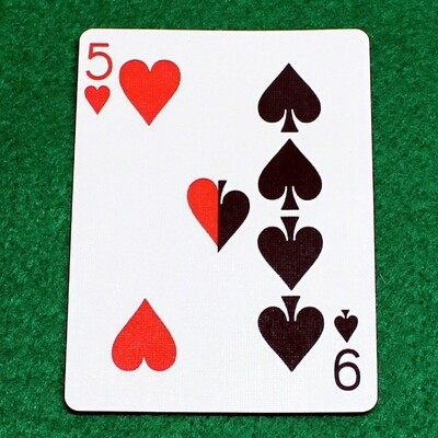 5 of Hearts / 9 of Spades - Half n Half Vertical - Custom Printed Bicycle Gaff Playing Card