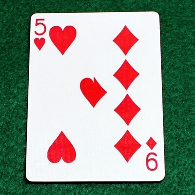 5 of Hearts / 9 of Diamonds - Half n Half Vertical - Custom Printed Bicycle Gaff Playing Card