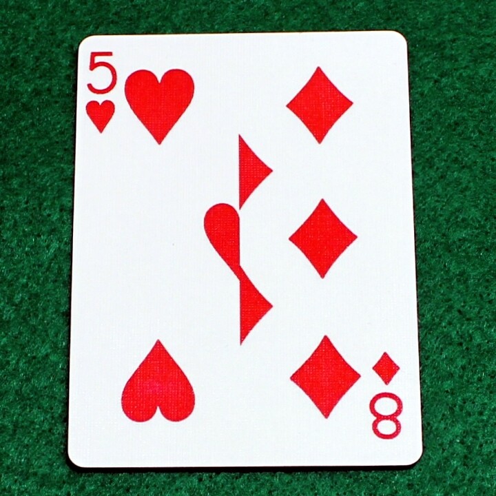 5 of Hearts / 8 of Diamonds - Half n Half Vertical - Custom Printed Bicycle Gaff Playing Card