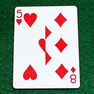 5 of Hearts / 8 of Diamonds - Half n Half Vertical - Custom Printed Bicycle Gaff Playing Card
