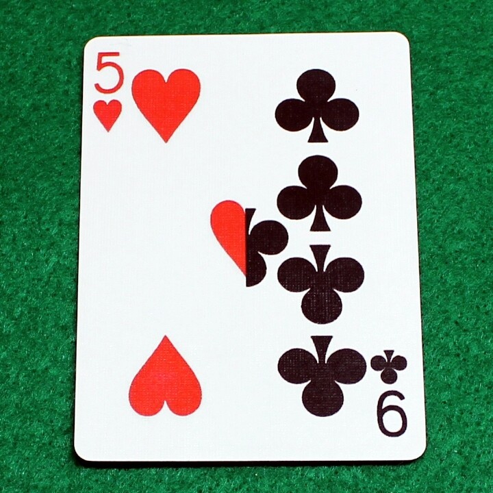 5 of Hearts / 9 of Clubs - Half n Half Vertical - Custom Printed Bicycle Gaff Playing Card