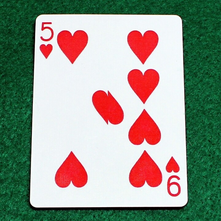 5 of Hearts / 9 of Hearts - Half n Half Vertical - Custom Printed Bicycle Gaff Playing Card