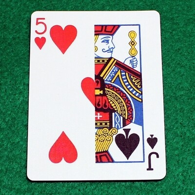 5 of Hearts / Jack of Spades - Half n Half Vertical - Custom Printed Bicycle Gaff Playing Card