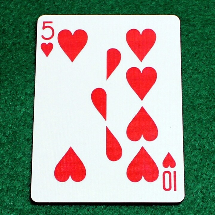 5 of Hearts / 10 of Hearts - Half n Half Vertical - Custom Printed Bicycle Gaff Playing Card