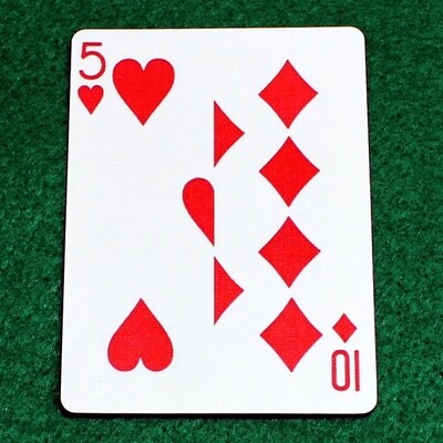 5 of Hearts / 10 of Diamonds - Half n Half Vertical - Custom Printed Bicycle Gaff Playing Card