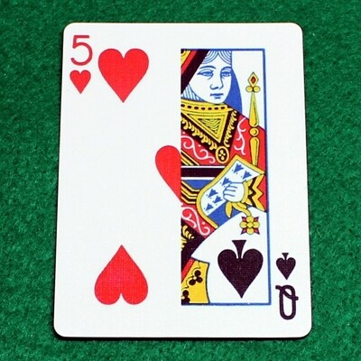 5 of Hearts / Queen of Spades - Half n Half Vertical - Custom Printed Bicycle Gaff Playing Card