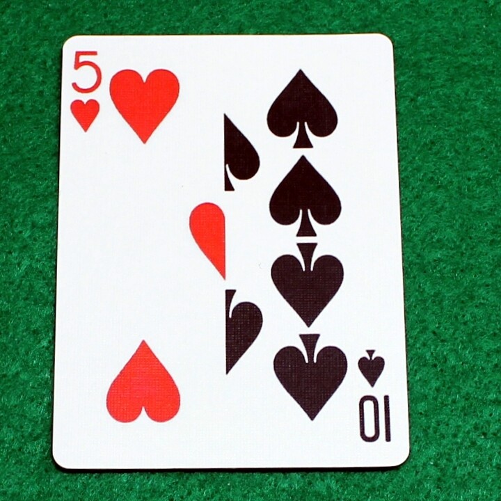 5 of Hearts / 10 of Spades - Half n Half Vertical - Custom Printed Bicycle Gaff Playing Card