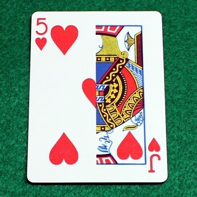 5 of Hearts / Jack of Hearts - Half n Half Vertical - Custom Printed Bicycle Gaff Playing Card
