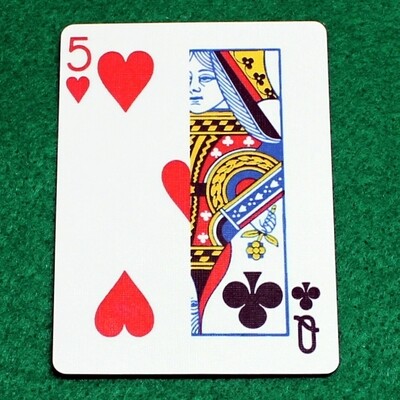 5 of Hearts / Queen of Clubs - Half n Half Vertical - Custom Printed Bicycle Gaff Playing Card