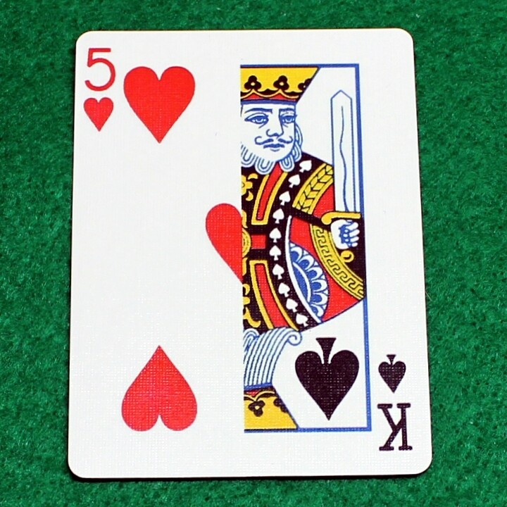5 of Hearts / King of Hearts - Half n Half Vertical - Custom Printed Bicycle Gaff Playing Card