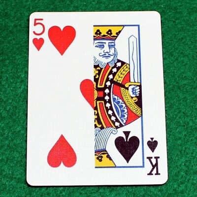 5 of Hearts / King of Hearts - Half n Half Vertical - Custom Printed Bicycle Gaff Playing Card