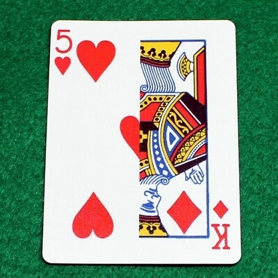 5 of Hearts / King of Diamonds - Half n Half Vertical - Custom Printed Bicycle Gaff Playing Card
