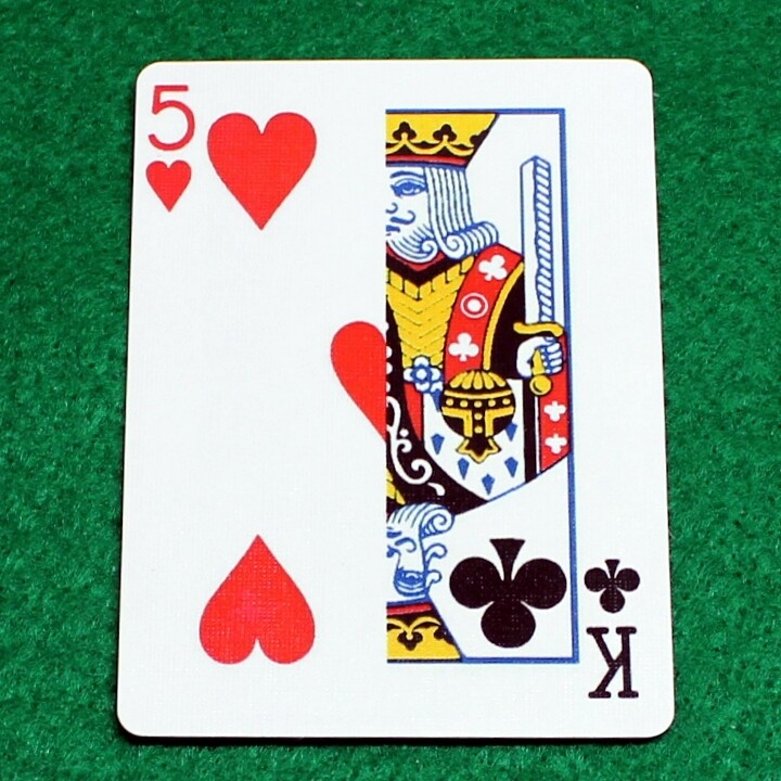 5 of Hearts / King of Clubs - Half n Half Vertical - Custom Printed Bicycle Gaff Playing Card