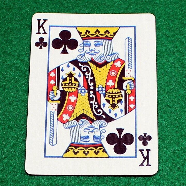 King of Clubs reveals 5 of Diamonds sword - Bicycle, Custom Printed Gaff Playing Card