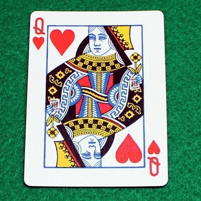 Queen of Hearts reveals King of Hearts hand - Bicycle, Custom Printed Gaff Playing Card