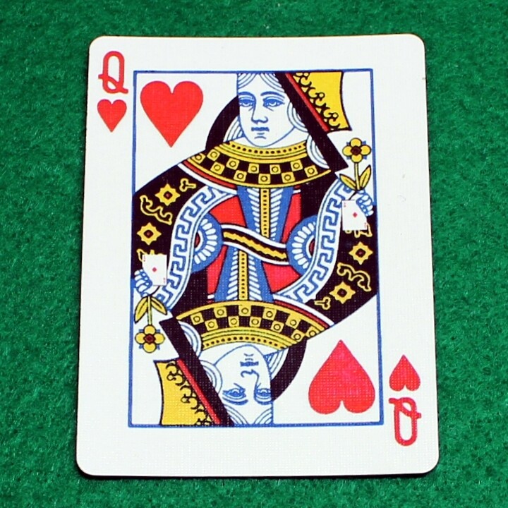 Queen of Hearts reveals Ace of Diamonds hand - Bicycle, Custom Printed Gaff Playing Card