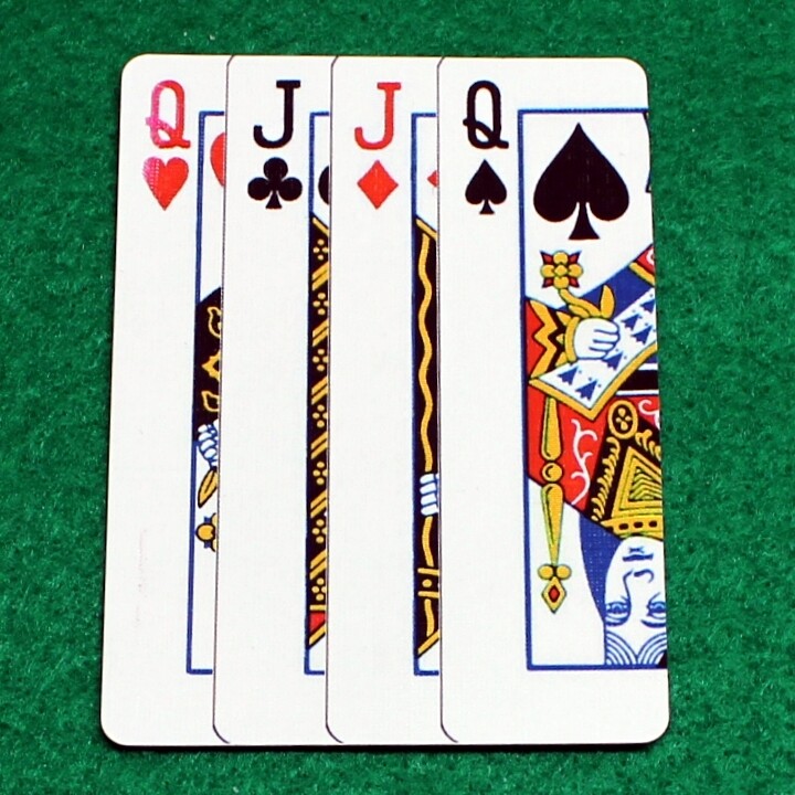 Queen of Hearts, Jack of Clubs, Jack of Diamonds, Queen of Spades - Overlapping - Custom Printed Bicycle Gaff Playing Card