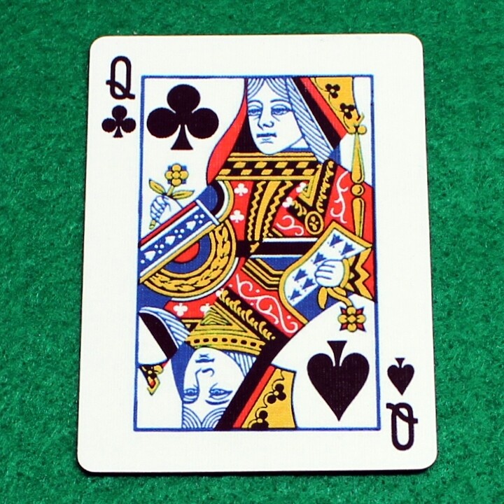 Queen of Spades / Clubs - Half &amp; Half Diagonal - Corner to Corner - Bicycle, Custom Printed Gaff Playing Card