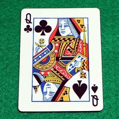 Queen of Spades / Clubs - Half &amp; Half Diagonal - Corner to Corner - Bicycle, Custom Printed Gaff Playing Card