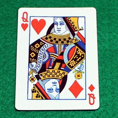 Queen of Diamonds / Hearts - Half &amp; Half Diagonal - 45° - Bicycle, Custom Printed Gaff Playing Card