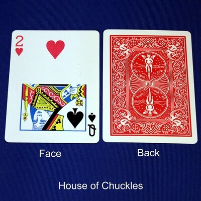 2 of Hearts / Queen of Spades - Half &amp; Half Horizontal - OFFICIAL - Red Back Bicycle Gaff Playing Card