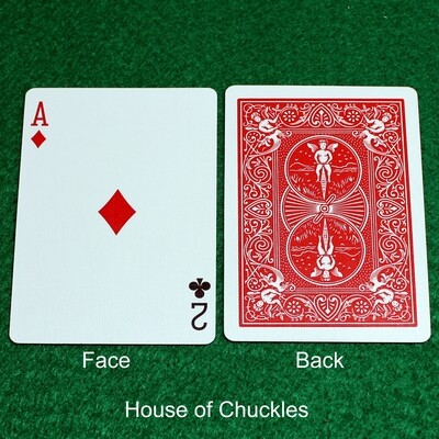 Ace of Diamonds / 2 of Clubs - Mis-Indexed - OFFICIAL - Red Back Bicycle Gaff Playing Card