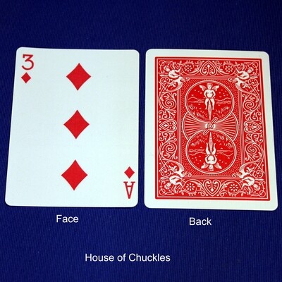 3 of Diamonds / Ace of Diamonds - Mis-Indexed - OFFICIAL - Red Back Bicycle Gaff Playing Card