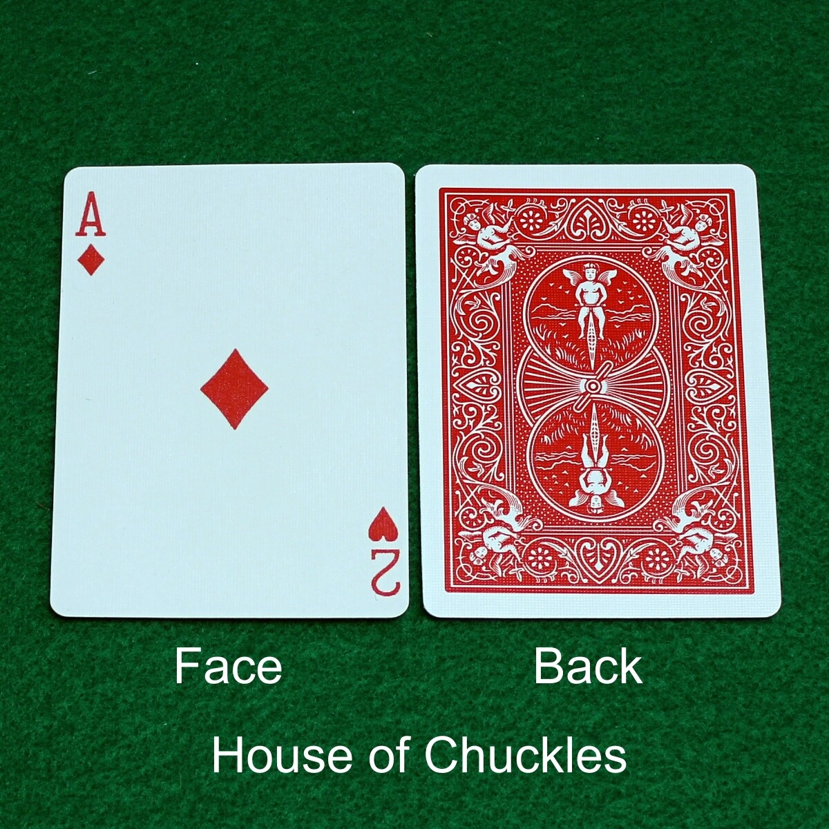 Ace of Diamonds / 2 of Hearts - Mis-Indexed - OFFICIAL - Red Back Bicycle Gaff Playing Card