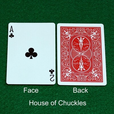 Ace of Clubs / 2 of Clubs - Mis-Indexed - OFFICIAL - Red Back Bicycle Gaff Playing Card
